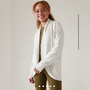 Athleta Restore Wrap Sweater (light purple/dusty rose)